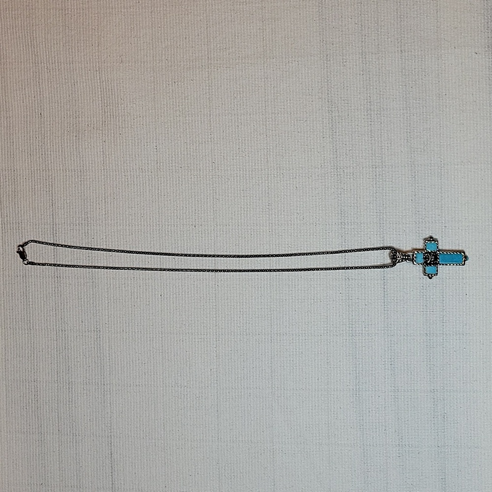 Reversible Blue/Black Cross Necklace
